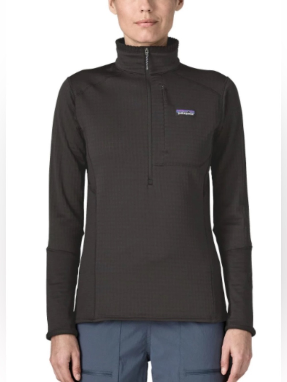 NWT PATAGONIA R1 BLACK HALF ZIP GRID FLEECE PULLOVER SIZE S